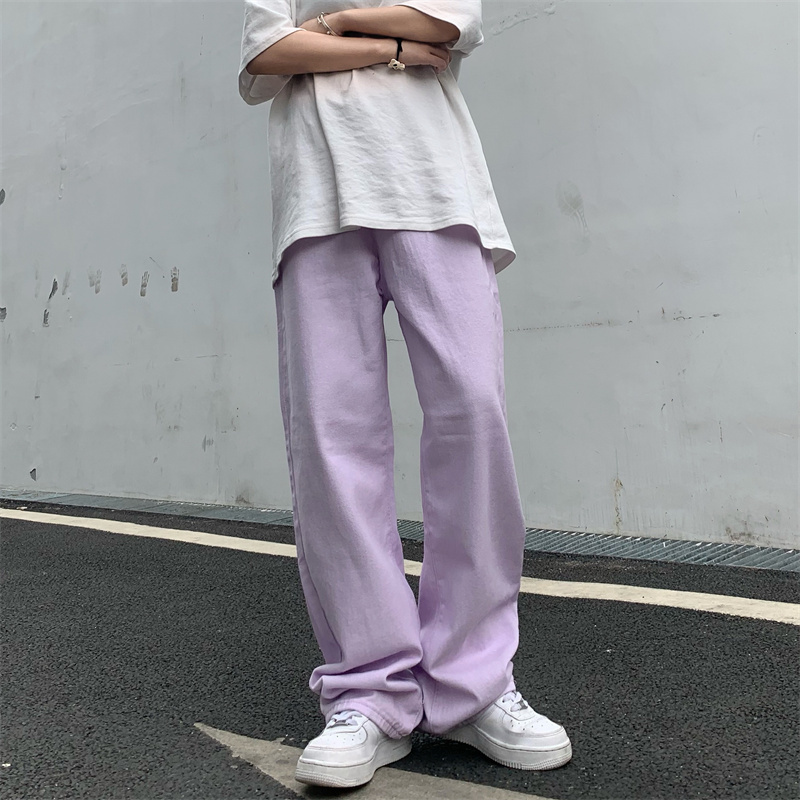 Women's Jeans Women's Jeans Vintage Straight Baggy High Waist Korean Fashion Streetwear Casual Pants Femme Wide Leg Purple Mom Denim Trouser