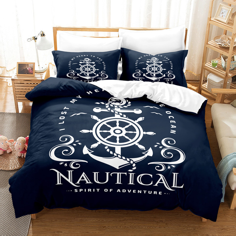 Bedding sets Nautical Ocean Anchor Bedding Sets Ocean Spirit Duvet Cover Bedding Set King Queen Bed Linen With Pillowcase Bedclothes 220908