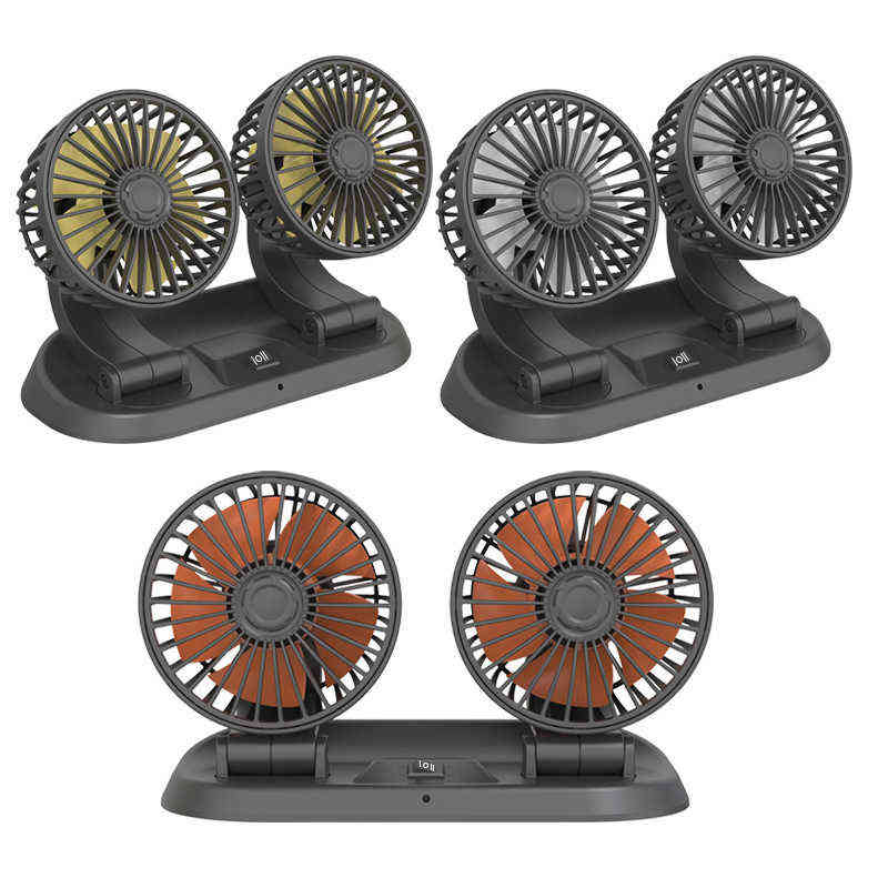 Electric Fans Car Double-Headed Folding Rotatable Head Creative Little Summer Cooling High Airflow T220907