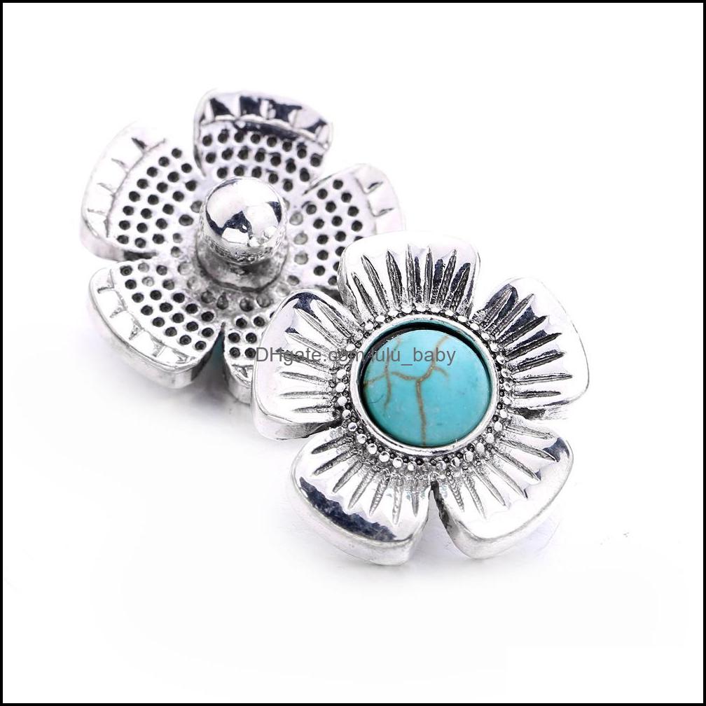 Other High Quality Snap Button Jewelry Components Heart Flower Acrylic Turquoise 18Mm 20Mm Metal Snaps Buttons Fit Brace Dhseller2010 Dhxxd