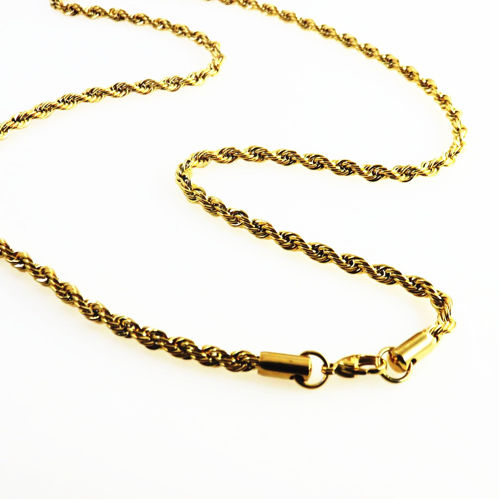 18K Gold Plated Rope Chain Stainless Steel Necklace for Women Men Golden Fashion Design ed Rope Chains Hip Hop Jewelry Gift 299232