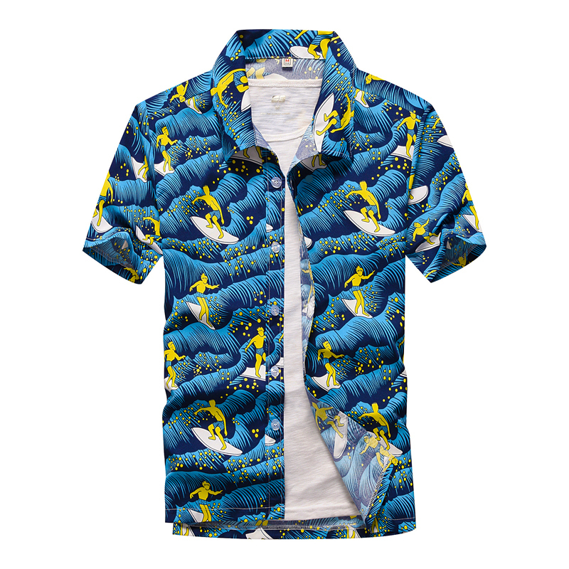 Men's Casual Shirts 26 Colors Summer Fashion Mens Hawaiian Shirts Short Sleeve Button Coconut Tree Print Casual Beach Aloha Shirt Plus Size 5XL 2