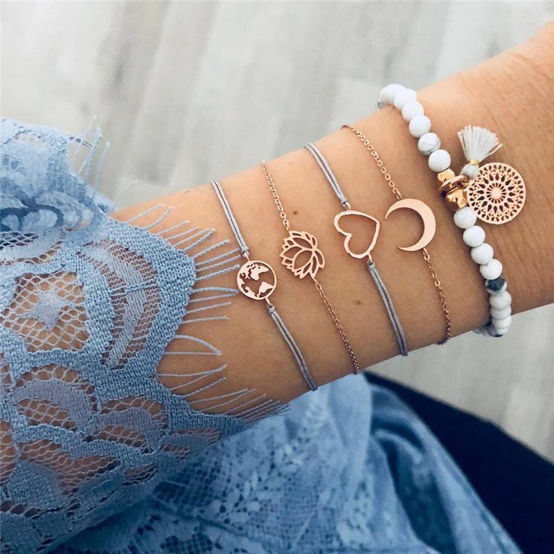 Link Bracelets 5 Pcs/Set Tassel Beads For Women Bohemian Gold Moon Heart Flower Bracelet Set Jewelry
Link Bracelets 5 Pcs/Set Tassel Beads For Women Bohemian Gold Moon Heart Flower Bracelet Set Jewelry