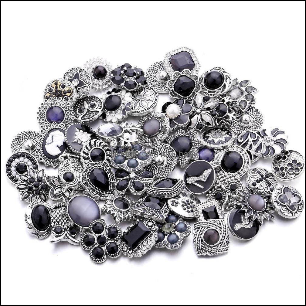 Other Mixed Rhinestone Flower Snap Button Jewelry Components Sier 18Mm Metal Snaps Buttons Fit Bracelet Bangle Noosa Dro Dhseller2010 Dhmoo