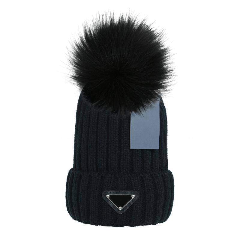 New Fashion Women Ladies Warm Winter Beanie Large Faux Fur Pom Poms Bobble Hat Knitted Ski Cap Black Blue White Pink