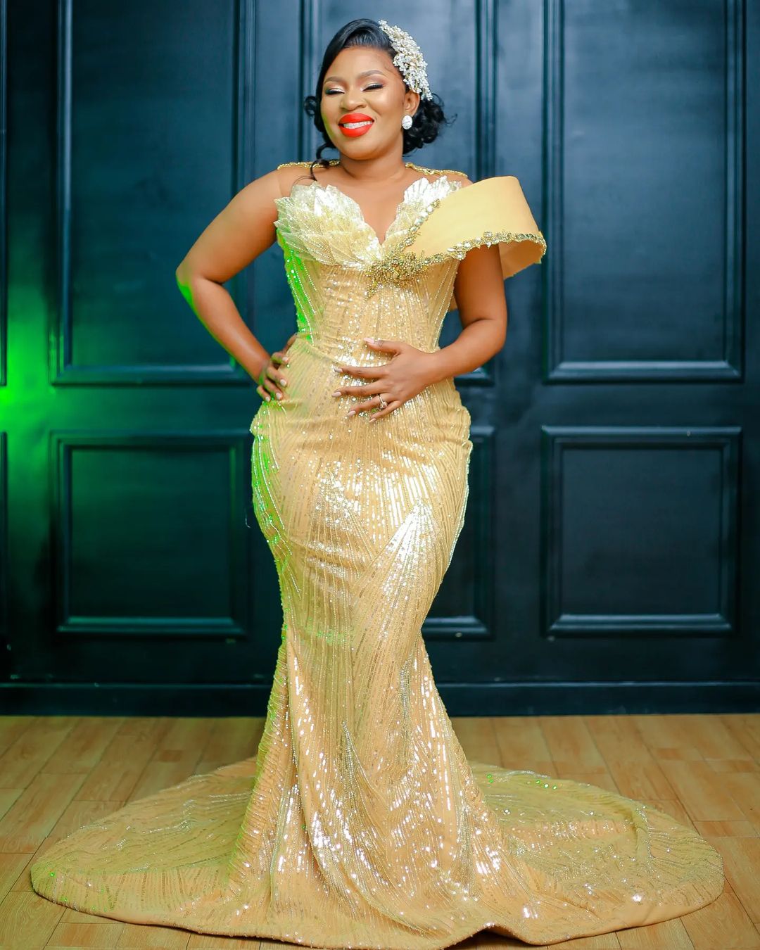 Arabic Aso Ebi Mermaid Gold Prom Dresses Beaded Crystals Evening Formal Party Second Reception Birthday Engagement Gowns Dress ZJ770