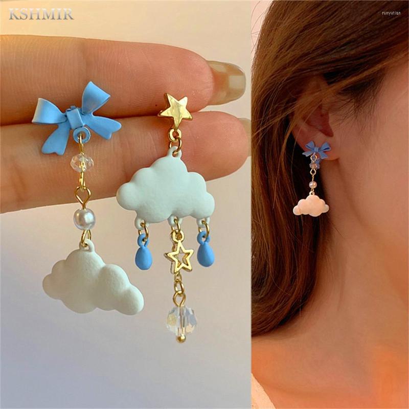 

Stud Earrings The 2022 Cute Girlie Tassel Bow Sweet Cloud Asymmetrical Are Metallic Jewelry For Women