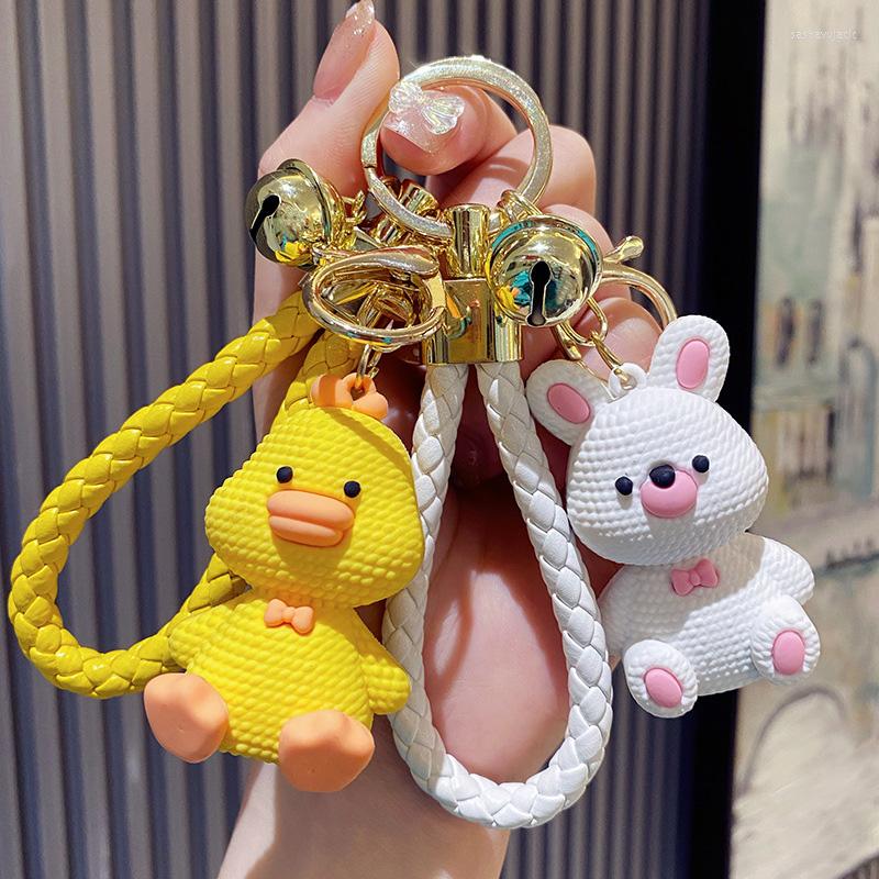 

Keychains Cute Resin Chubby Keychain Carton Animal Dinosaur Chick Pig Car Key Ring For Kids Toys Doll Women Men's Bag Chain