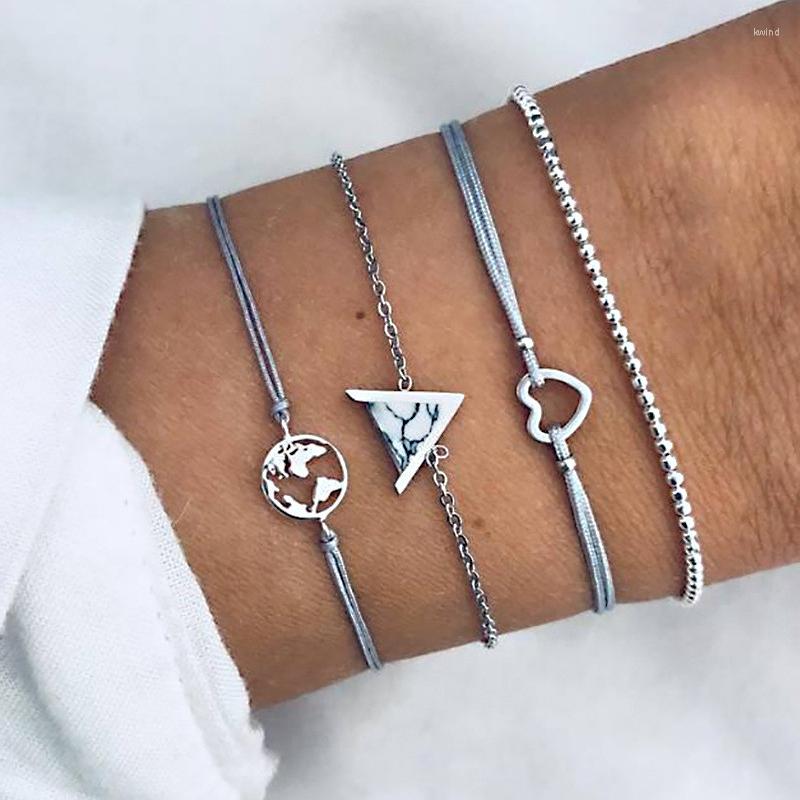 Link Bracelets Modyle Bohemian 4pcs/Set Heart Map Charm For Women Fashion Rope Chain White Stone Sets Jewelry Drop
Link Bracelets Modyle Bohemian 4pcs/Set Heart Map Charm For Women Fashion Rope Chain White Stone Sets Jewelry Drop