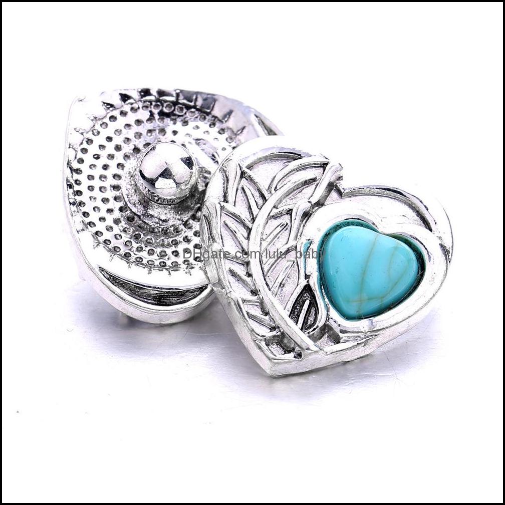 Other High Quality Snap Button Jewelry Components Heart Flower Acrylic Turquoise 18Mm 20Mm Metal Snaps Buttons Fit Brace Dhseller2010 Dhxxd