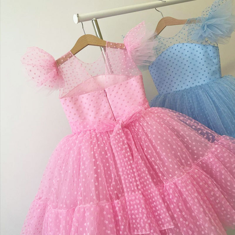 Girl's Dresses Summer Girl Dress Birthday Party Princess Dress Children Polka Dots Gown Flower Girl Wedding Tutu Fluffy Dresses Vestidos 220908
