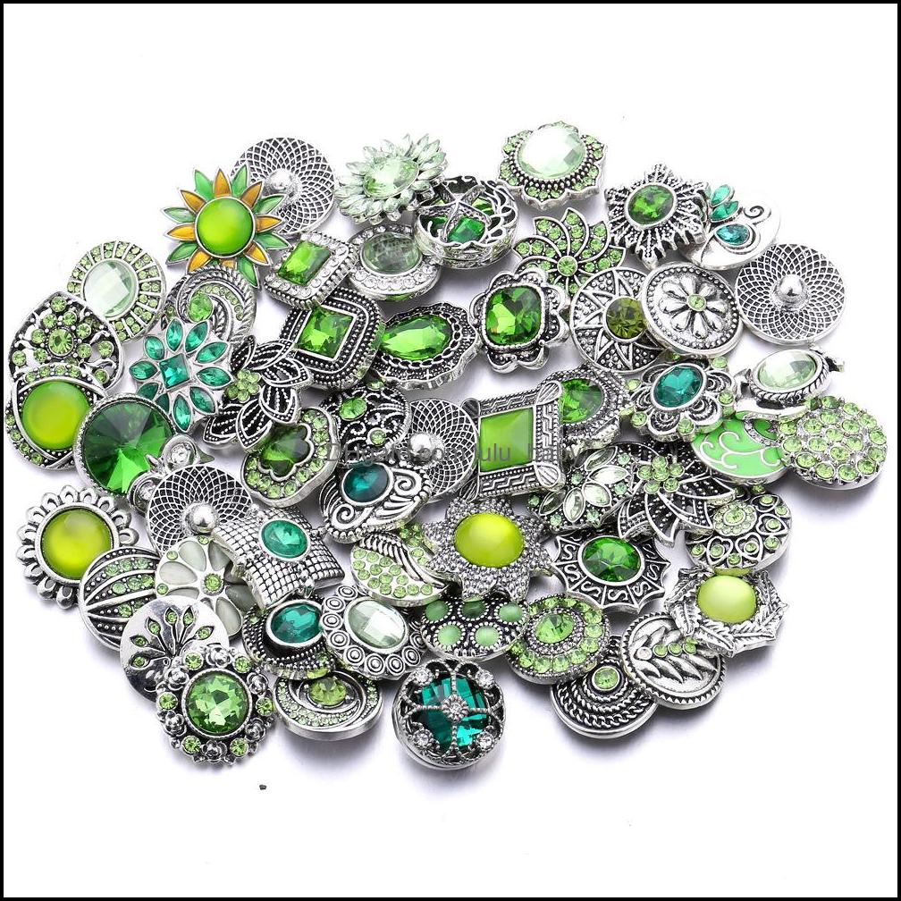 Other Mixed Rhinestone Flower Snap Button Jewelry Components Sier 18Mm Metal Snaps Buttons Fit Bracelet Bangle Noosa Dro Dhseller2010 Dhmoo