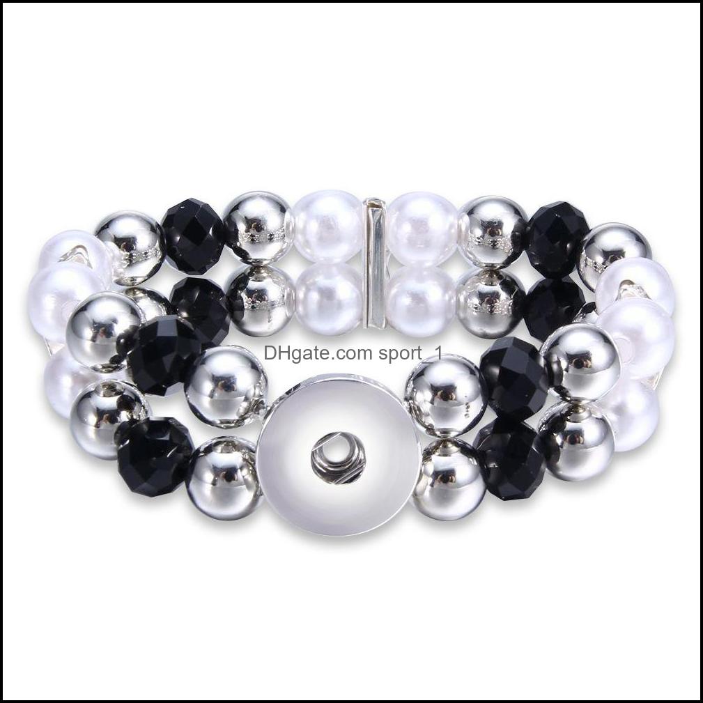 Charm Bracelets Mtilayer Beaded 18Mm Snap Button Bracelet Colorf Black White Brown Women Men Punk Bangle Noosa Sh002 Dro Dhseller2010 Dhr4X