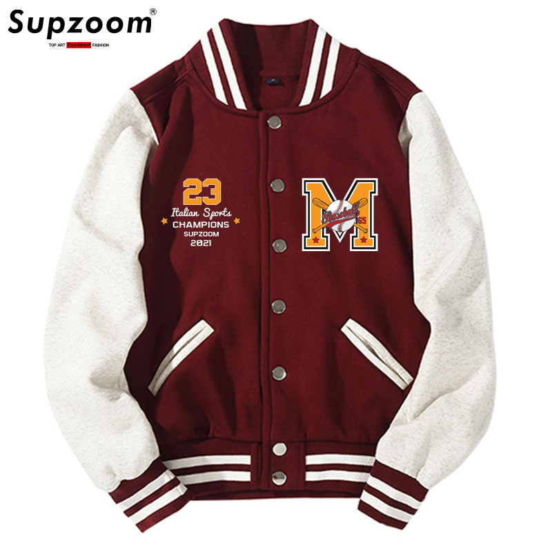 Mens Jackets Supzoom Arrival Letter Rib Sleeve Cotton Top Fashion Single Breasted Casual Bomber Baseball Jacket Loose Cardigan Coat 220908