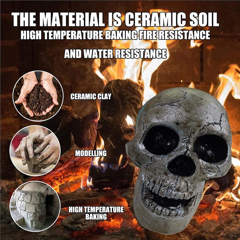 Halloween Toys 5Pcs Halloween Fire Pits Skulls Decoration Reusable Skeleton Flame Fireproof Resin for Bonfire Fireplace Stove Simulation Skull 220908