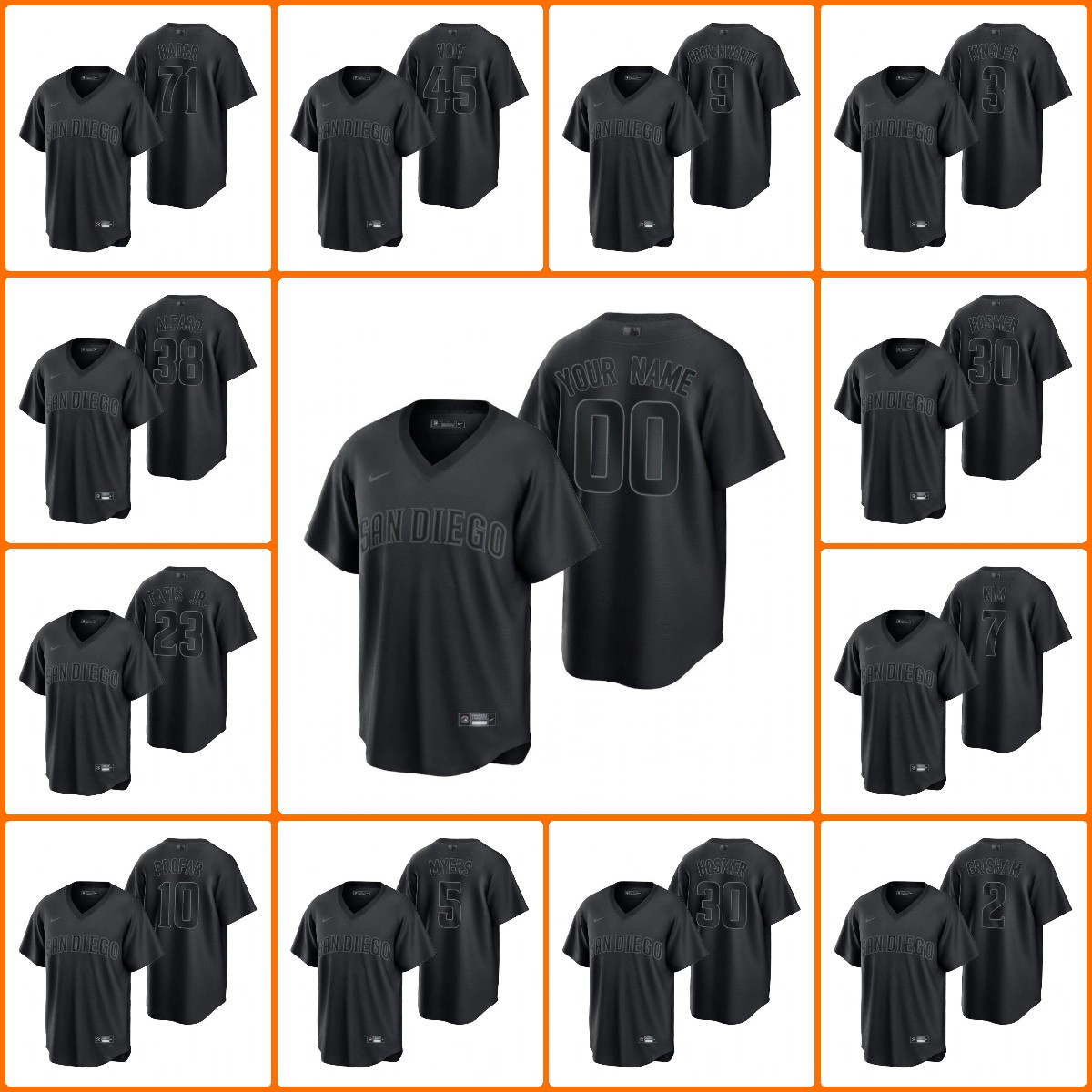 Baseball Jersey Wholesale Custom San Diego''Padres''Men Eric Hosmer Manny Machado Fernando Tatis Jr. Black Pitch Black Fashion Replica Limited Jersey, 16 
Baseball Jersey Wholesale Custom San Diego''Padres''Men Eric Hosmer Manny Machado Fernando Tatis Jr. Black Pitch Black Fashion Replica Limited Jersey, 16