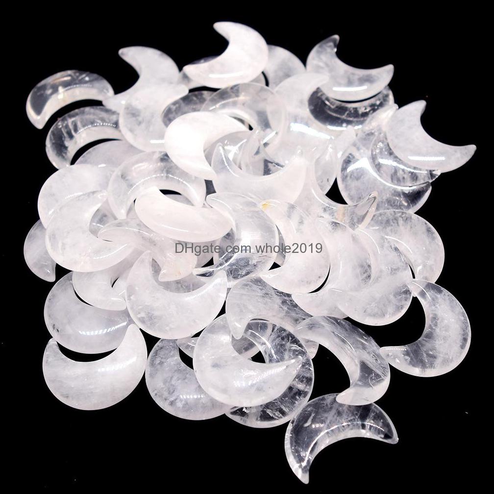 Stone Natural Stone Carved Crystal Mini Crescent Moon Pendant Healing Reiki Mineral Statue Crystals Ornament Home Decor Dhseller2010 Dh6Fa