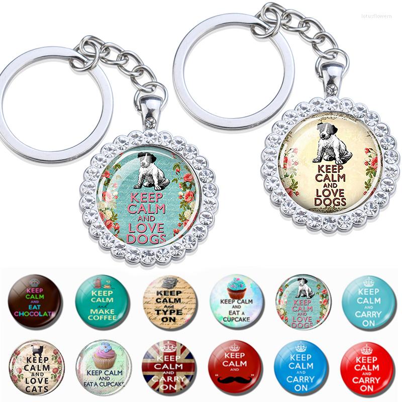 Keychains Keep Calm And Carry On Love Cats Dogs Quote Keychain For Women Glass Cabochon Silver Plated Keyring Rhinestone Jewelry
Keychains Keep Calm And Carry On Love Cats Dogs Quote Keychain For Women Glass Cabochon Silver Plated Keyring Rhinestone Jewelry