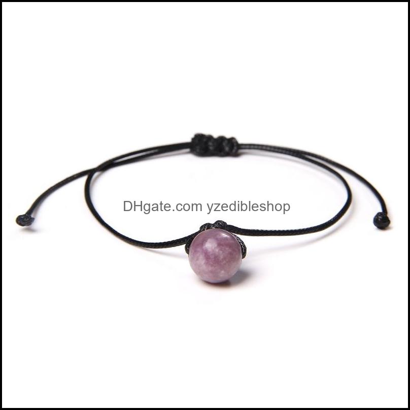 Beaded Strands Natural Crystal Stone 10Mm Beads Weave Rope Strand Bracelet For Women Men Jewelry Gifts Drop Delivery 202 Dhseller2010 Dhemo