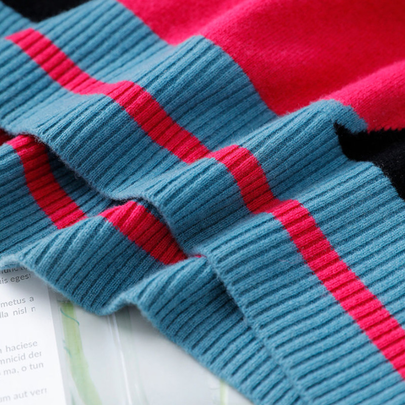 Women s Sweaters Spring Autumn Pullovers Fashion Wild Lazy Loose Color Matching Knitted Bottomed Jumper Female Long Sleeve Tops 220908