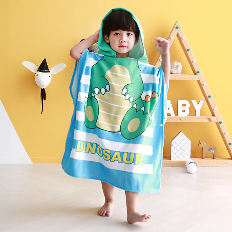 Towels Robes Baby Poncho Towel Hooded Surf Pool Towel Cartoon Child Bathrobe Kids Beach Changing Bath Robe Fast Dry Travel Beach Sport 220909