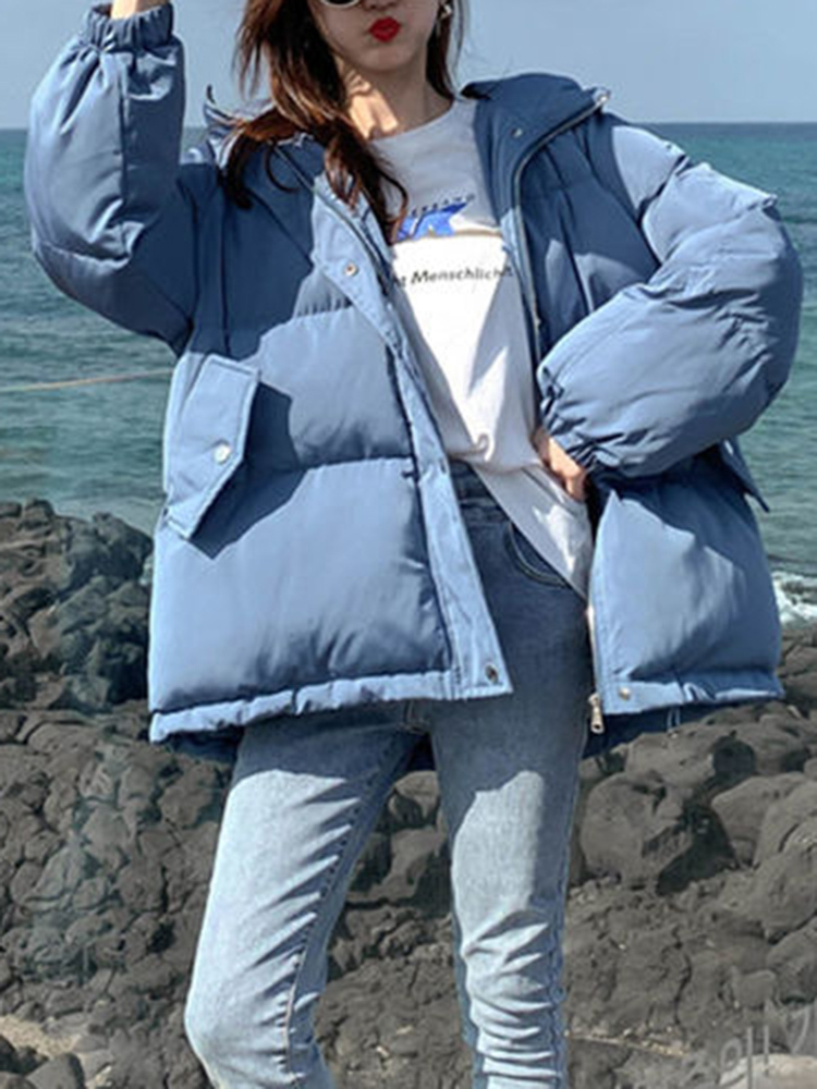 Women's Down Parkas Aelegantmis Women Thicken Warm Parka Coat Loose Oversized Women's Winter Bread Coat Hooded Outwear Padded Woman Parkas J