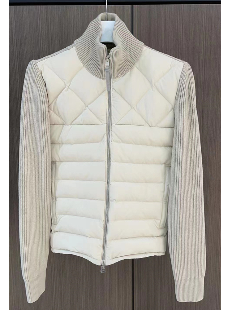 Mens Down Parkas Men Fashion Autumn Cardigan Wool Knitted and Front Down Part Patchwork Jackets Casual Male Winter Clothes 220909