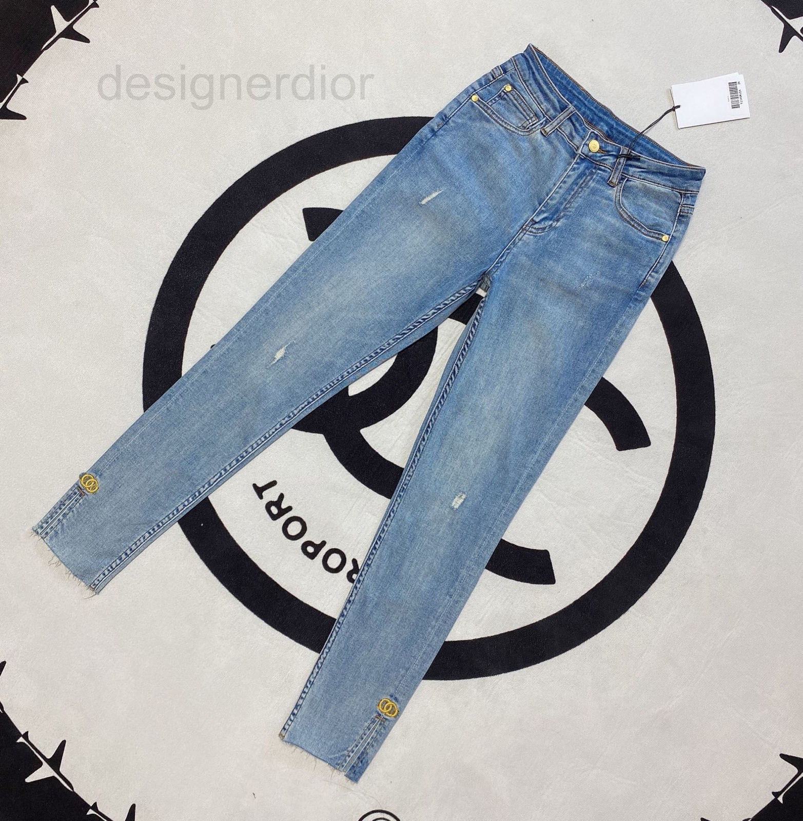 Women's Jeans designer In the summer of 2021 thin double-C embroidered nine point women's fashion brand are slim small foot pencil WCQA