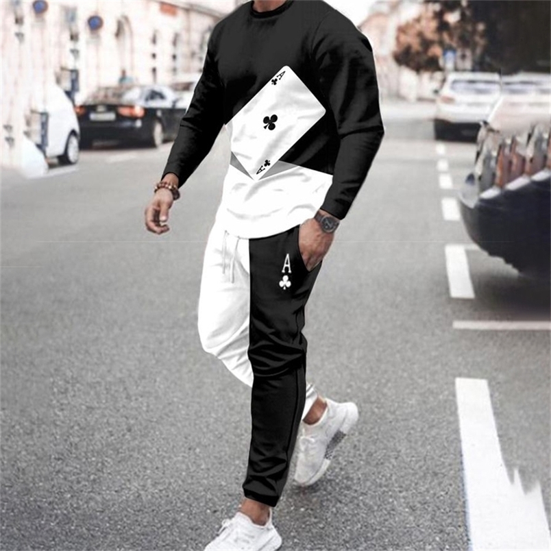 Men's Tracksuits Men's Tracksuits 2 Piece Set 3D Print Male Clothes Outfits Long Sleeve T ShirtPants Suit Fashion Casual Streetwear Sportswear 220909