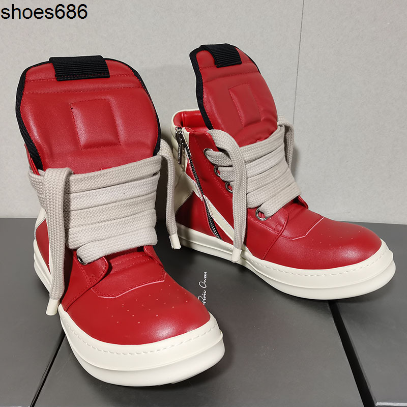 Rick Men's Jumbo Shoeslace Owens Geobasket Shoes Real Leather Reverse Triangle Personality Shoes With Thick Sole, Red
Rick Men's Jumbo Shoeslace Owens Geobasket Shoes Real Leather Reverse Triangle Personality Shoes With Thick Sole, Red