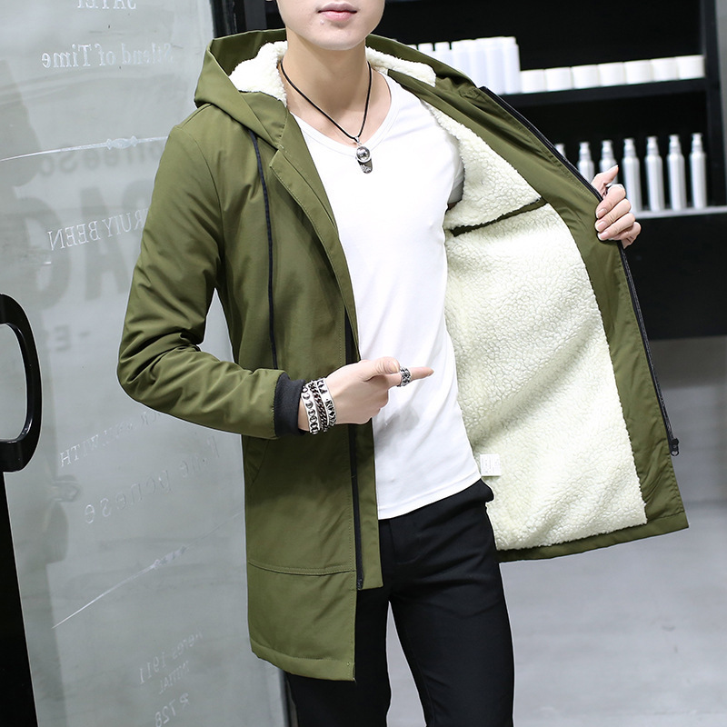 Men's Down Winter men hooded Korean Parka Hombre long Jacket coat cashmere mens windbreaker Parkas cotton youth clothing 220909