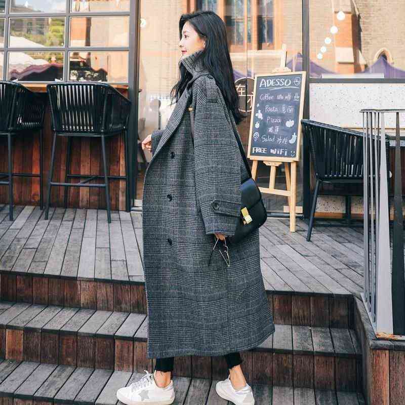 Women's Wool Blends Cape Femme Coat Woman Women's Thick Winter Loose Woolen Jackets Korean Jacket Female Coats Wool Blends Overcoat Jaket Wo