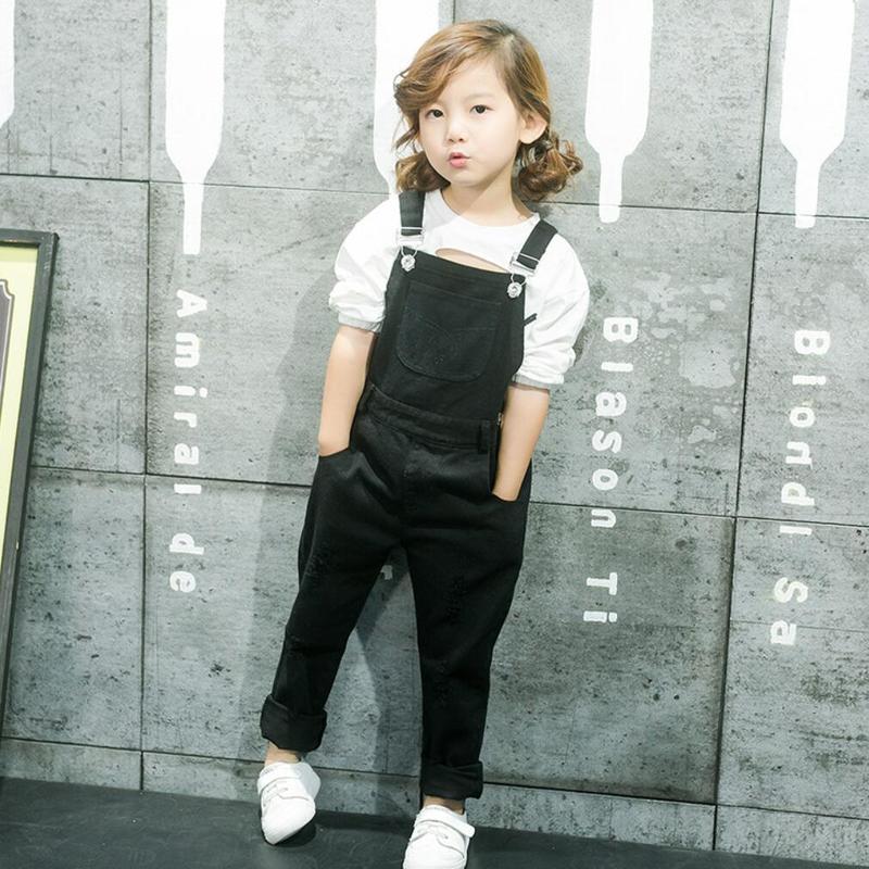 Overalls Toddler Boys Girls Autumn Clothing Kids Suspender Trousers Fashion Cowboy Overalls Jeans Black White Jeans Pants Kids Clothes 220909