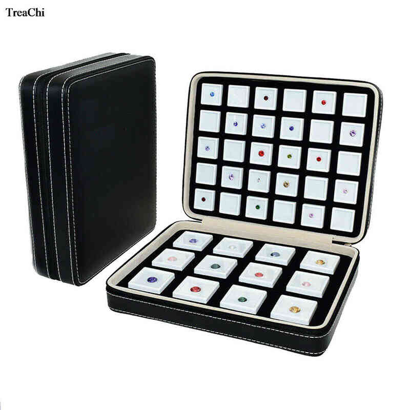 Jewelry Boxes Jewelry Boxes Pu Leather Gem Portable Insert Square Gemstone Travel Zi J220823