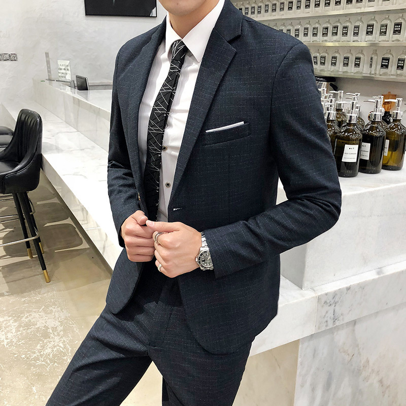 Men's Suits Blazers JacketPant style Male Autumn Slim Fit Leisure Cotton Business Suit/Men's Fashion Two suits Groom Wedding Dress Blazer 22