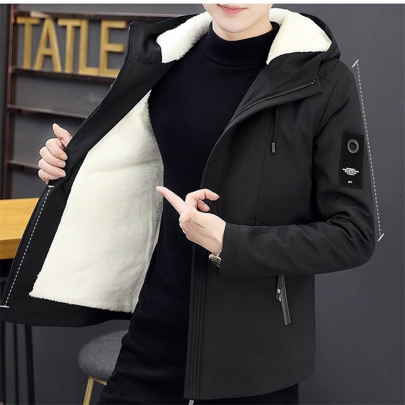 Men's Down Parkas Trench Coat Men's Solid Color Hooded Jacket Young and Middle-Aged Korean Version of Slim Jacket Casual Long Top Parkas 220
