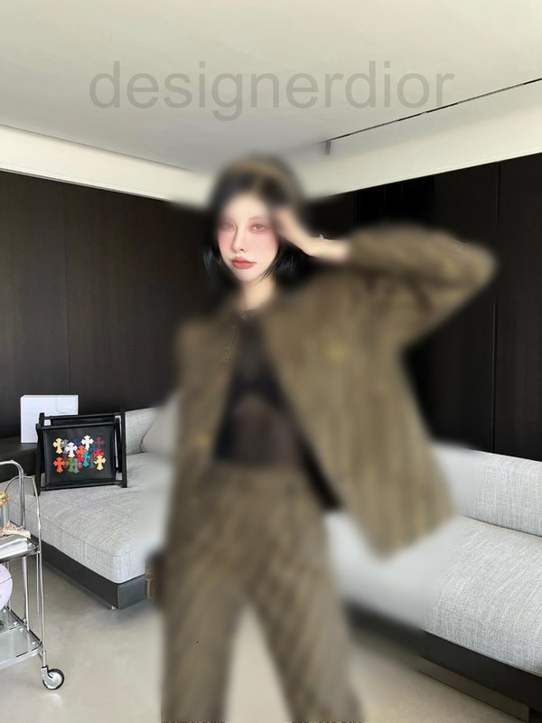 Women's Tracksuits designer FD co branded classic FF old flower with Medusa portrait gold button suit jacket jacquard trousers
