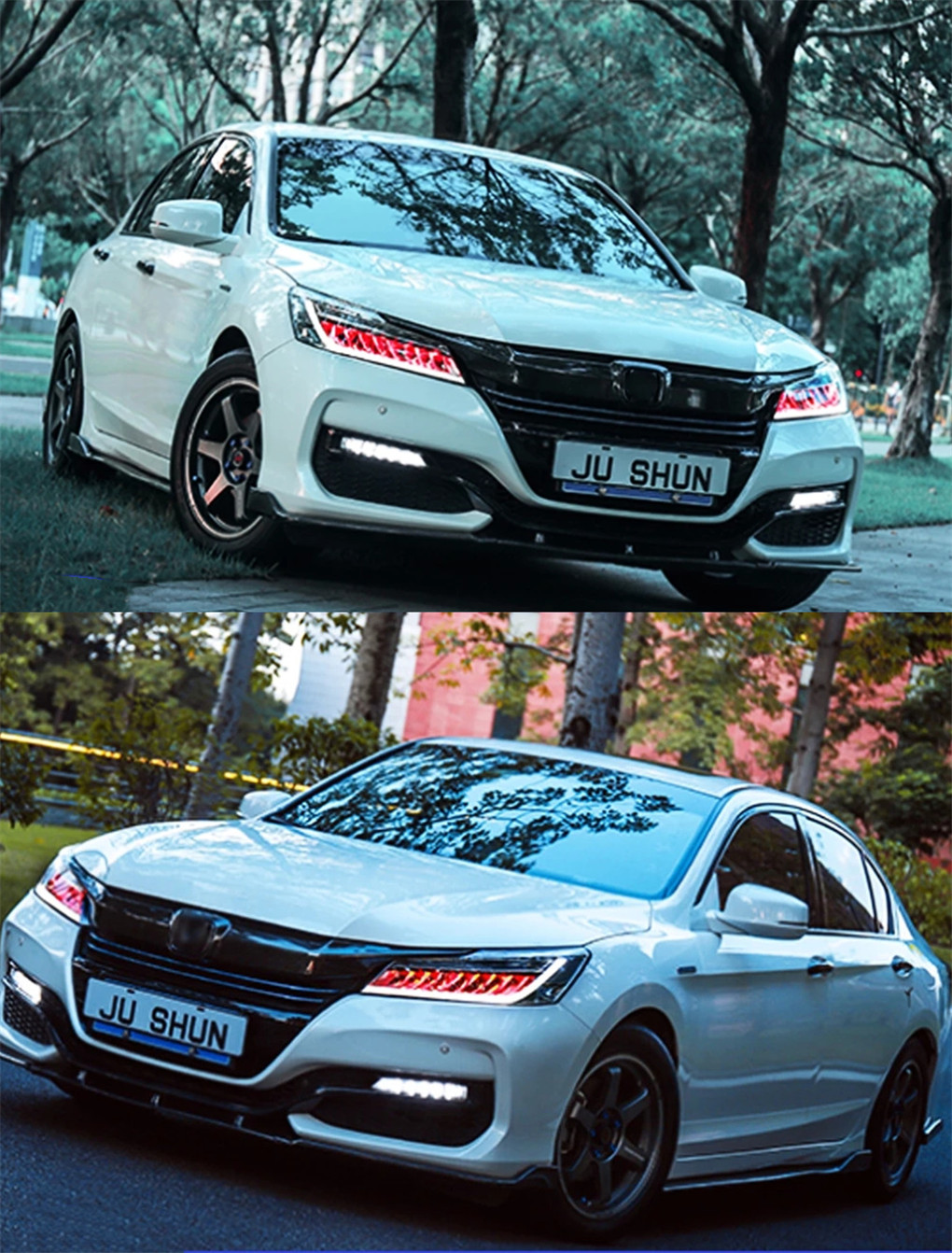 Car Lights For Accord 9.5th 2015-2018 Upgrade LED Auto Crystal Wing Headlights Start Animation DRL Dynamic Lamp Accessories Kit