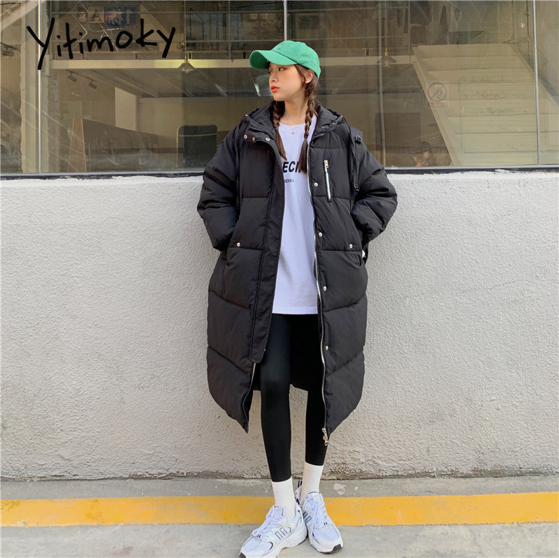 Women's Down Parkas Yitimoky Long Jacket Woman Parkas Fall Winter Thicken Warm Bubble Coat Oversized Korean Fashion Loose Puffer Outerwear 220909