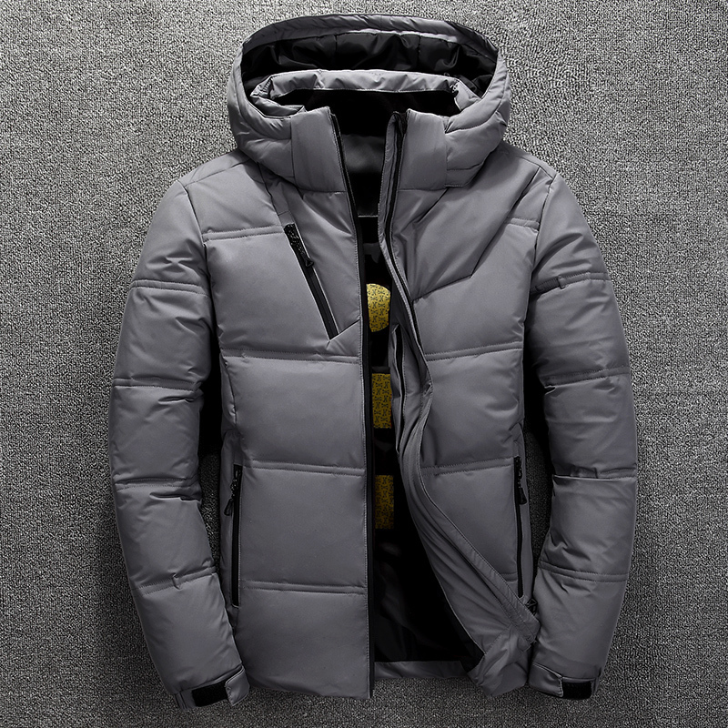 Men's Down Parkas Men's White Duck Down Jacket Winter Warm Hooded Thick Puffer Jacket Coats High Quality Overcoat Down Parka Male Jackets Me