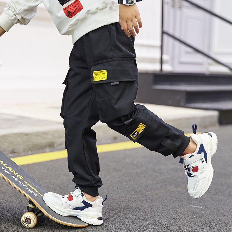 Trousers EACHIN Boys Pants Solid Cargo Teenage Boy MultiPocket Kids Spring Autumn Casual Streetwear 220909