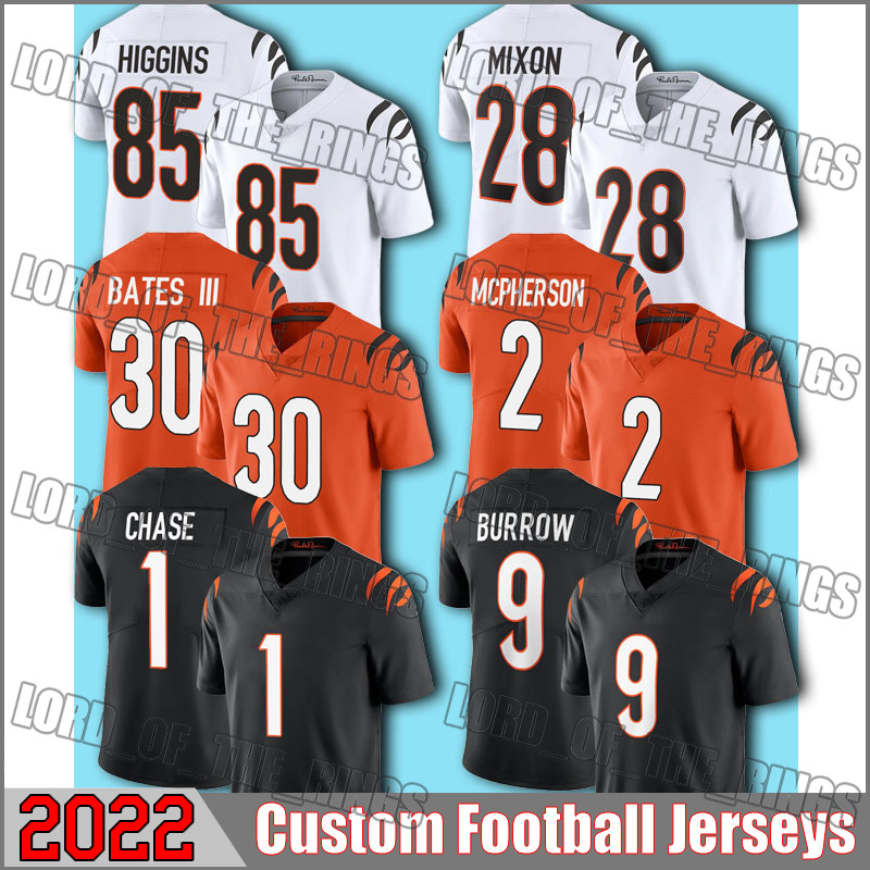 

9 Joe Burrow Mixon Football Jerseys JaMarr Chase Trey Hendrickson Jessie Bates III Trey Hendrickson Jersey Bengals''24 Vonn Bell Chidobe Awuzie Hayden Hurst, Man custom jersey (mh)