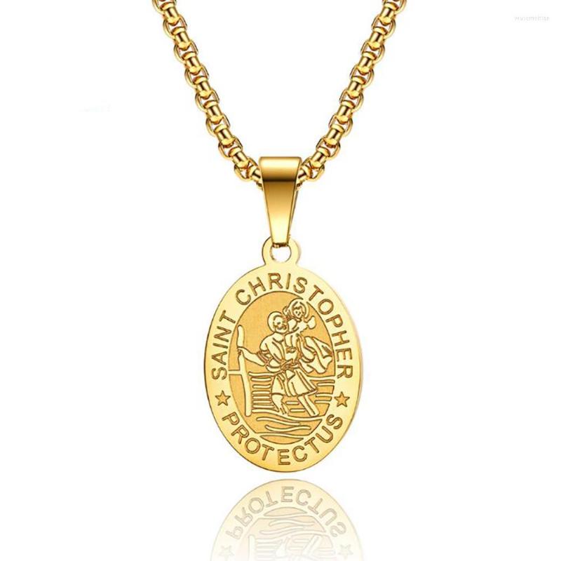 Pendant Necklaces Stainless Steel St Christopher Oval Coin Disc Gold Religious Necklace Fashion Jewelry Church Gift For Him With Chain
Pendant Necklaces Stainless Steel St Christopher Oval Coin Disc Gold Religious Necklace Fashion Jewelry Church Gift For Him With Chain