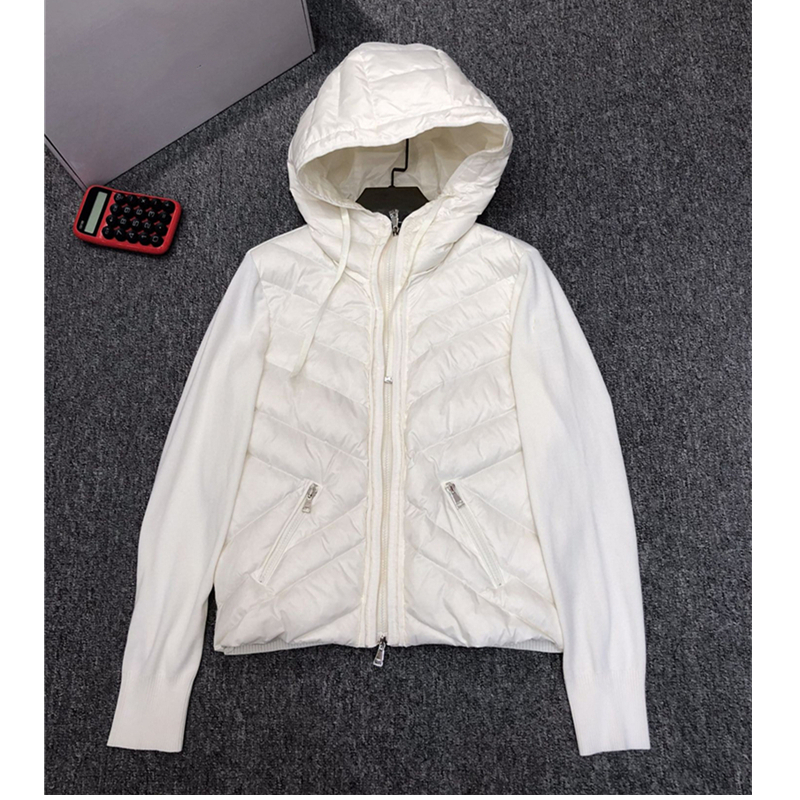 Women's Down Parkas Women Fashion Hooded Down Jackets Knitted Sweater and 90% White Duck Down Patchwork Spring Coats Women Casual Outerwear 22090