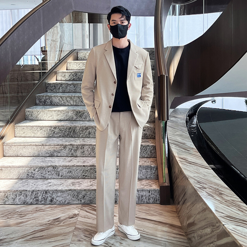 Men's Suits Blazers Men 2PCS Suits Sets Jacket Pant Streetwear Fashion Loose Casual 3D Stripes Suits Blazer Coat Trousers Hip Hop Dance Clothing 