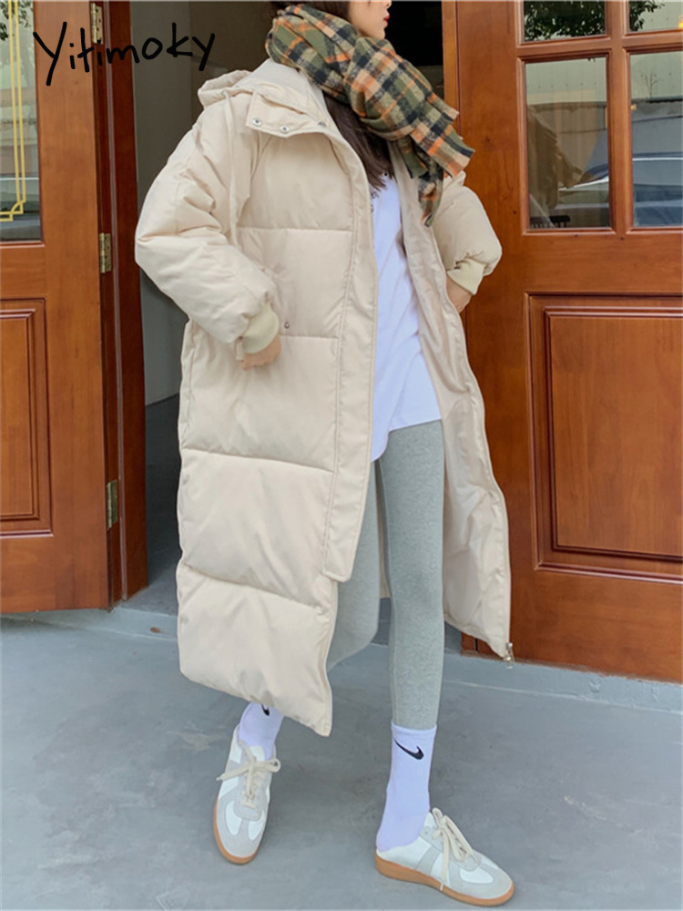 Women's Down Parkas Yitimoky Long Jacket Woman Parkas Fall Winter Thicken Warm Bubble Coat Oversized Korean Fashion Loose Puffer Outerwear 220909