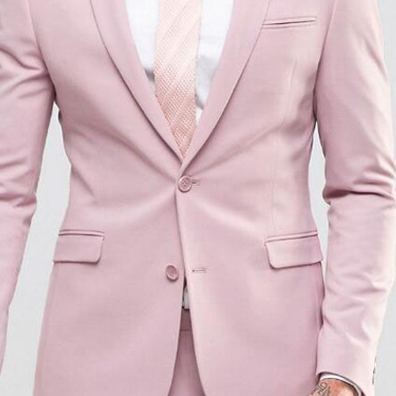 Men's Suits Blazers Pink Slim fit Prom Suits for Men 2 piece Casual Groomsmen Tuxedo for Wedding with Notched Lapel Custom Male Fashion Clothes S