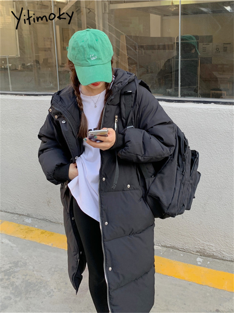 Women's Down Parkas Yitimoky Long Jacket Woman Parkas Fall Winter Thicken Warm Bubble Coat Oversized Korean Fashion Loose Puffer Outerwear 220909