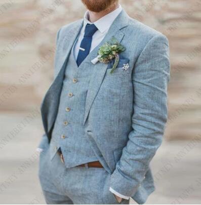 Men's Suits Blazers Linen Beige Wedding Mens Suits Summer Slim Fit trajes de hombre groom Tuxedos For made Custom Blazer Formal Prom costume homm