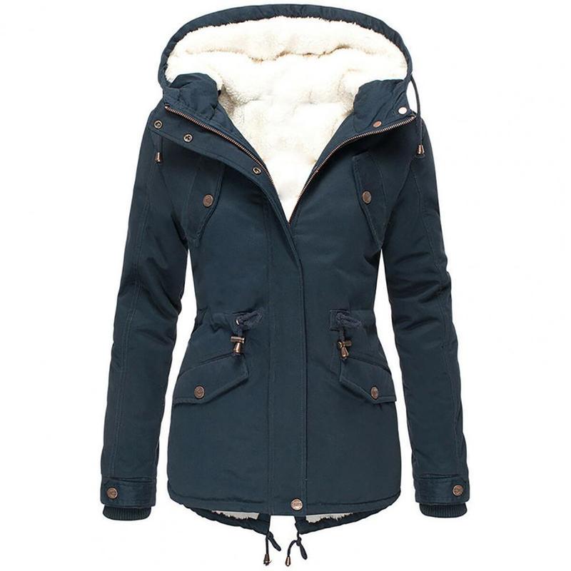 Women's Down Parkas Winter Quilted Coats Women Parkas Single-breasted Hooded Jacket Women Thick Plush Lining Overcoat doudoune femme 220909